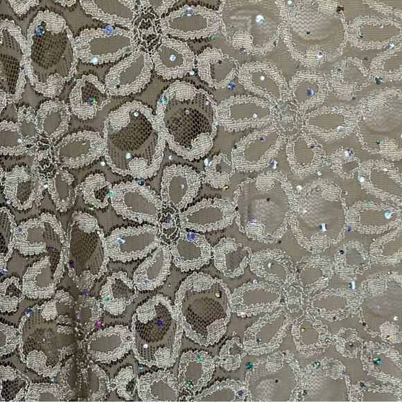 R&M Richards Lace Ruffle cover up Duster Shrug Champagne size XL - Picture 6 of 8